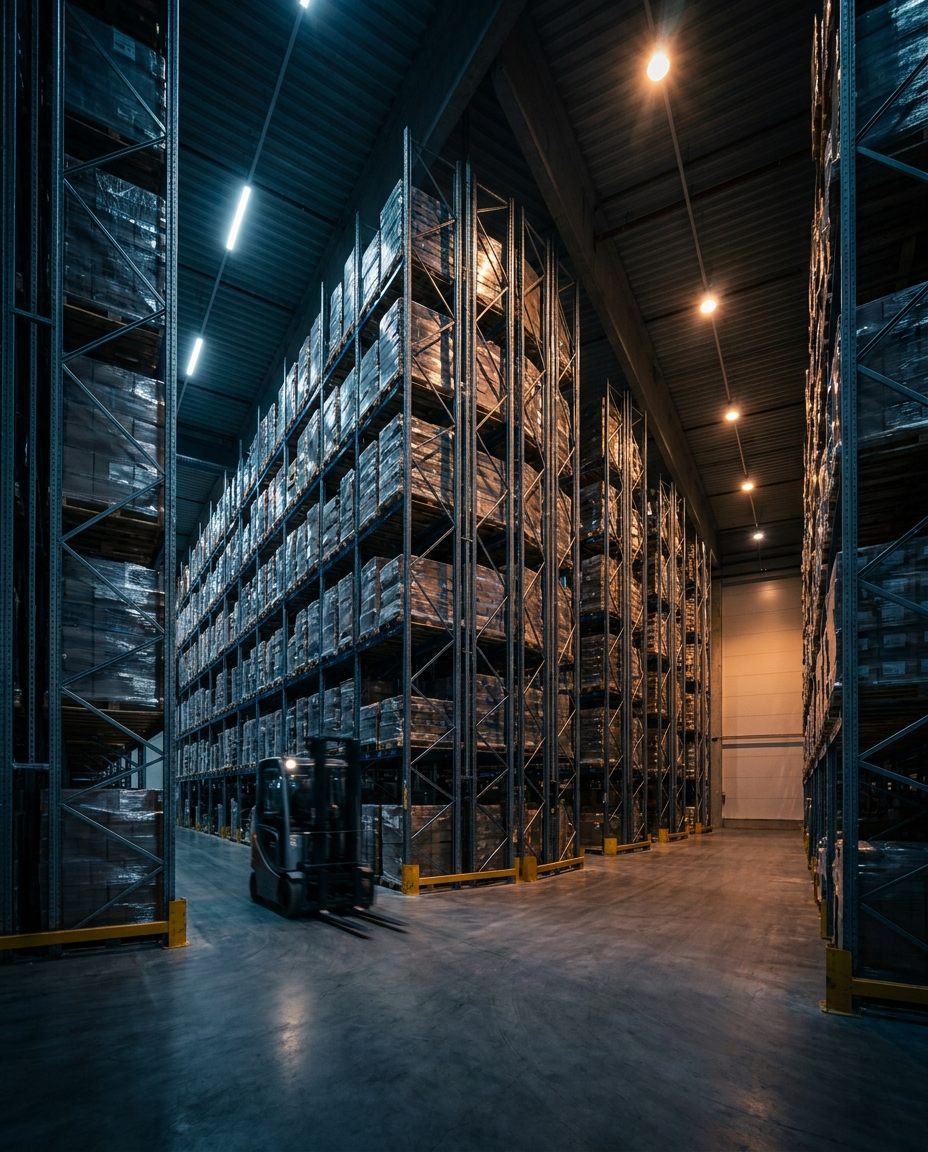 Racks selectivos paletizados en depósito